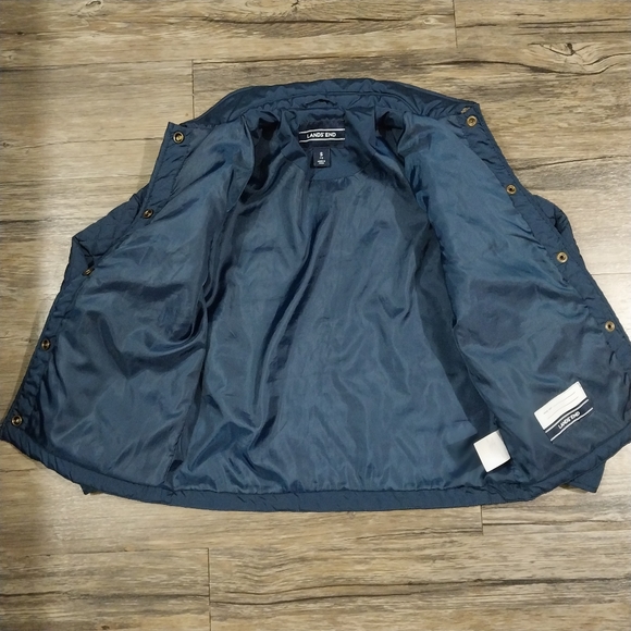 Lands End Navy Blue Quilted Jacket Coat Kids Size Small Lightweight Lined Jacket - Picture 2 of 5